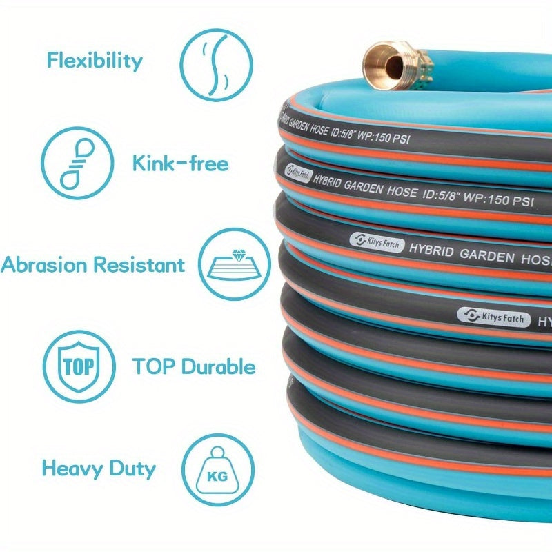 25ft Heavy Duty Flexible Garden Hose with Leak-Proof Solid Brass Fittings & Kink-Resistant Design - All-Weather Outdoor, Expandable, Retractable, Durable & Rubber Construction with Ergonomic Grip - Ideal for Yard, Car Wash, Lawn Care, Pet Washing - US/EU