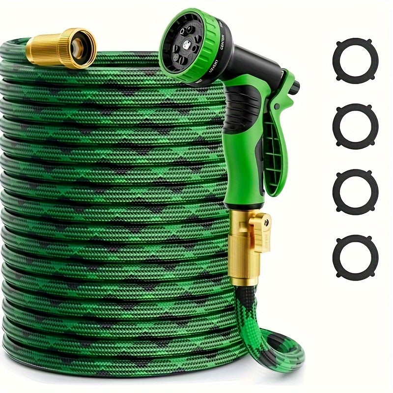 [Expandable Garden Hose] Expandable 100ft Heavy-Duty Garden Hose - Leak-Proof Copper Connectors, Lightweight Foldable Latex Core - Flexible Lawn & Yard Hose for Car Washing, Washing Machines, Gardening - Compatible with Hose Bibbs - Ideal for Home &