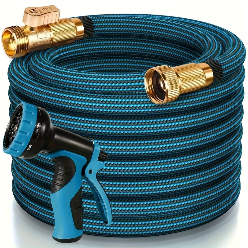 50 Foot Heavy-duty Garden Hose, American Standard Threaded 3/4 Inch Solid Brass Joint, Leak Proof Design, Anti Winding, Leak Proof Durable Rubber Material, Water Pipe Hook And Storage Bag, Suitable for Gardening, Cleaning, Forestry Use