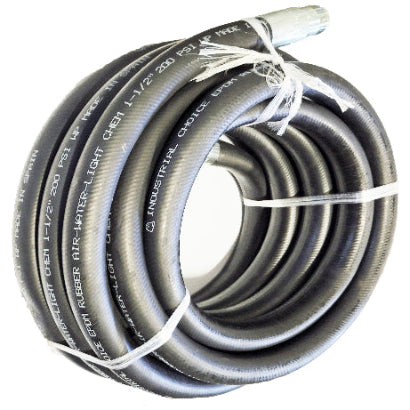 Industrial Choice 1.25" x 100' Black Rubber Hose Assembly - Air, Water, Light Chemical