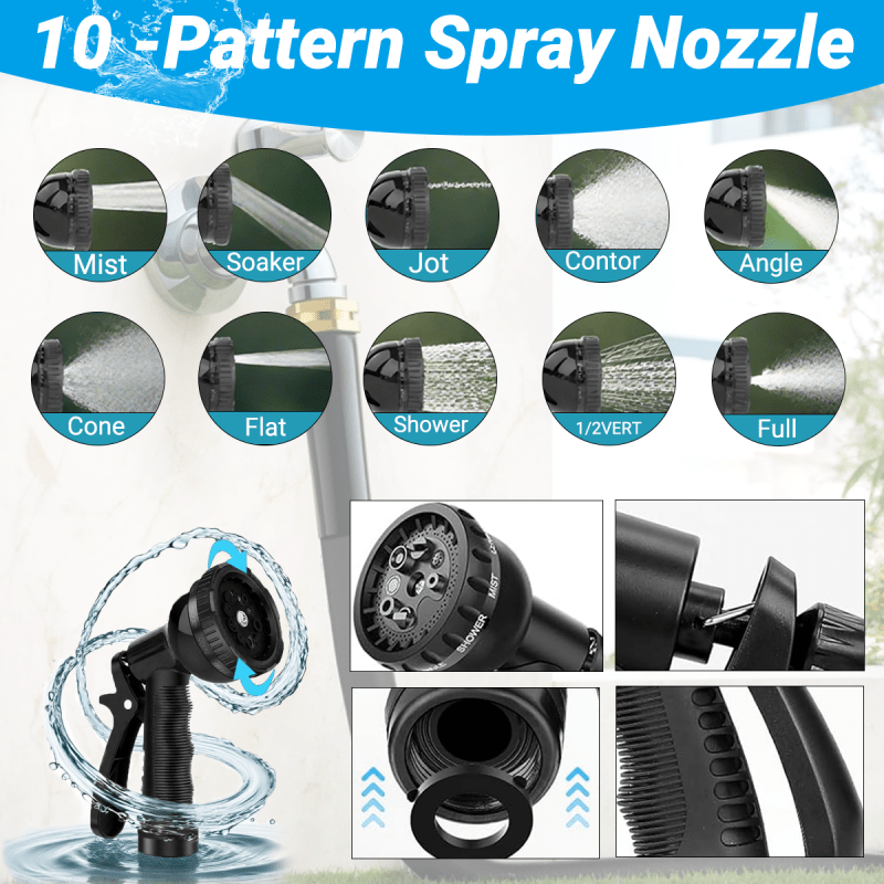 PMMJ 100foot Heavy Duty Garden Hose, Non-Extended, with High Pressure Sprinkler Fittings, Leak Proof Design, Durable Rubber Material, US Standard Thread- Ideal for Gardening, Cleaning, Forestry 100foot Kit