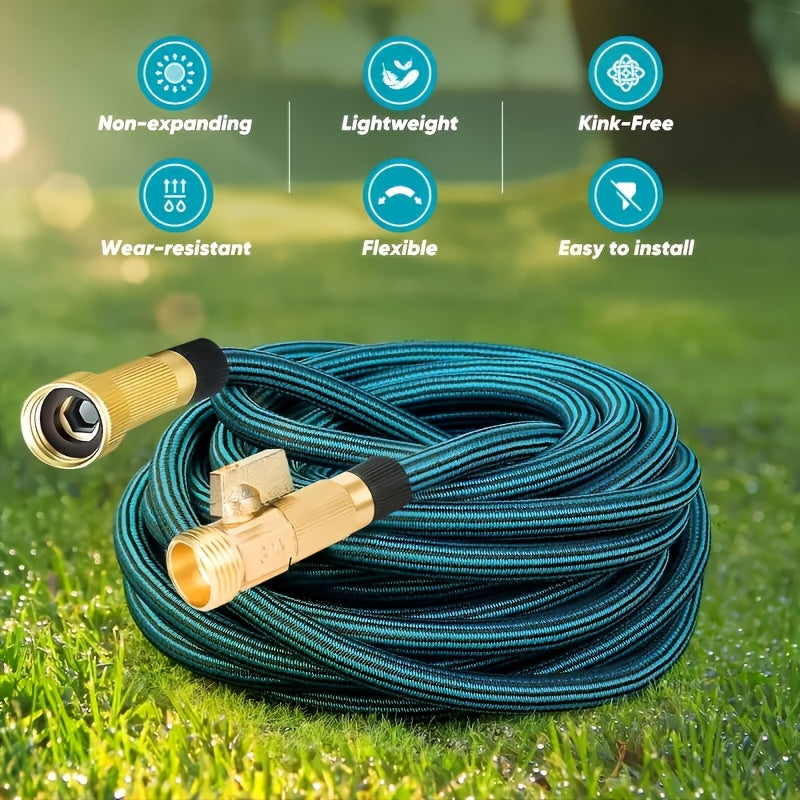 50 Foot Heavy-duty Garden Hose, American Standard Threaded 3/4 Inch Solid Brass Joint, Leak Proof Design, Anti Winding, Leak Proof Durable Rubber Material, Water Pipe Hook And Storage Bag, Suitable for Gardening, Cleaning, Forestry Use