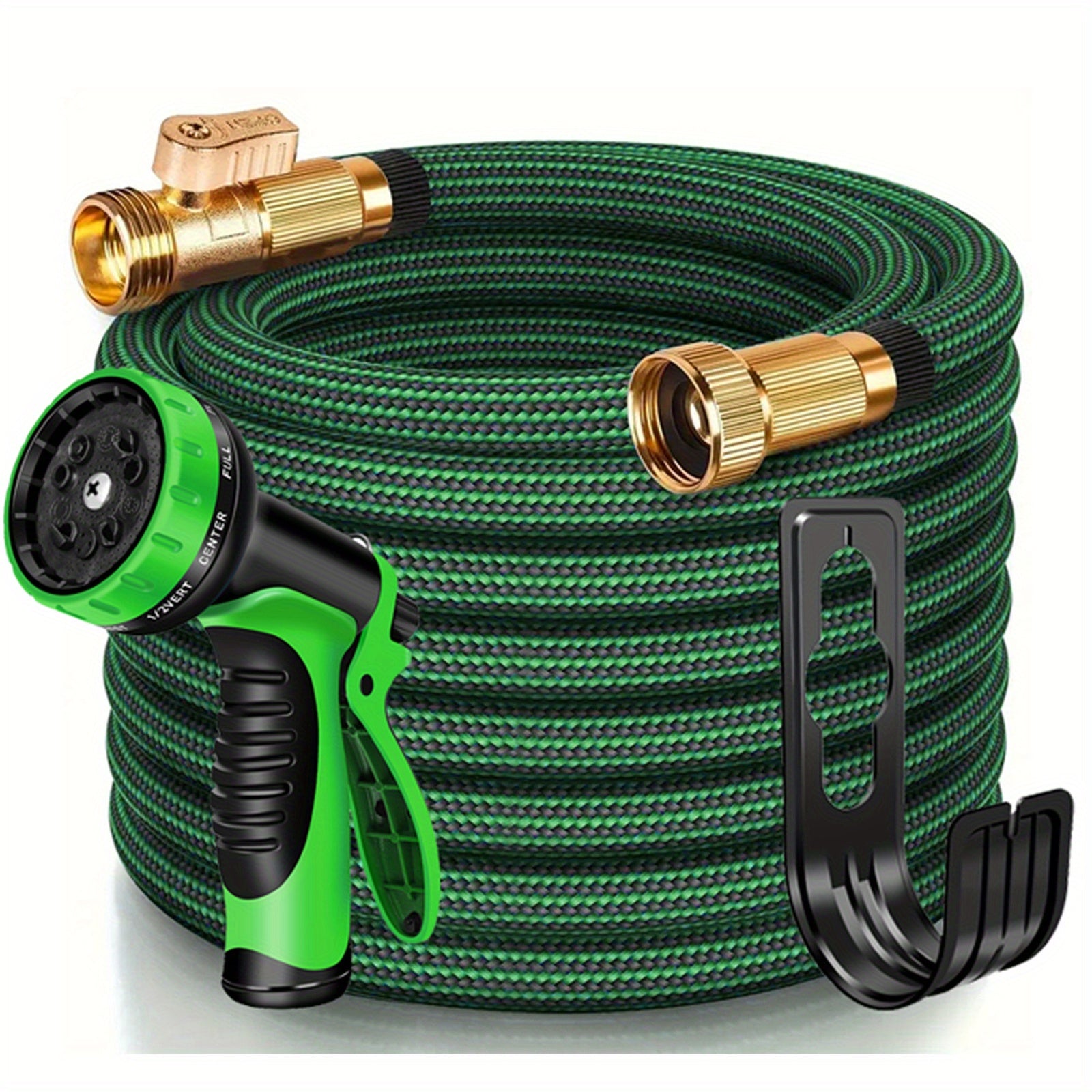 [Kink Free Garden Hose] Kink Free 150ft Garden Hose | Flexible Water Hose with 10-Pattern Spray Nozzle, Lightweight, Leak Proof, 3/4" Swivel Connectors, Super Fabric, Portable Storage Strap