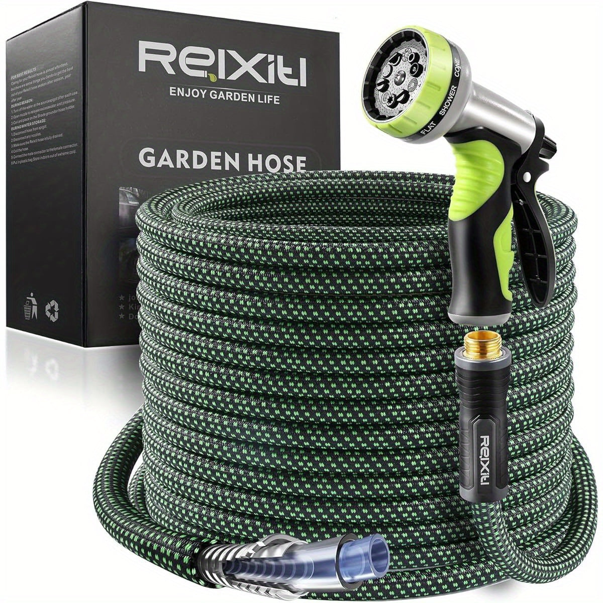 Garden Hose, Flexible Water Hose, Ultra Lightweight Non- Expanding hose with 10 Function Sprayer, Leak proof, Pressure Resistant for Yard, Outdoor ( Green, 25ft), Extendable Garden Hose, Water Garden Hose with Nozzle, Retractable Hose for Garden, Garden