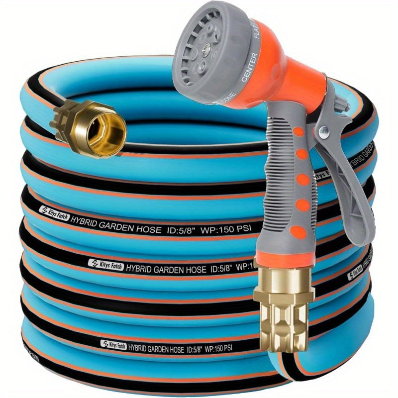25ft Heavy Duty Flexible Garden Hose with Leak-Proof Solid Brass Fittings & Kink-Resistant Design - All-Weather Outdoor, Expandable, Retractable, Durable & Rubber Construction with Ergonomic Grip - Ideal for Yard, Car Wash, Lawn Care, Pet Washing - US/EU