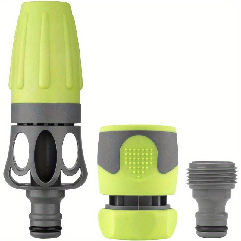 1 Pack Heavy Duty 58-Inch 25-Foot Garden Hose Kit with 6-Pattern Adjustable Nozzle - Lightweight, Drinking Safe, Leak-Proof US/EU Connectors, Durable Vinyl Construction for Lawn Care, Car Washing & Outdoor Cleaning - All-in-One 3pcs Nozzle Set (Flexible,