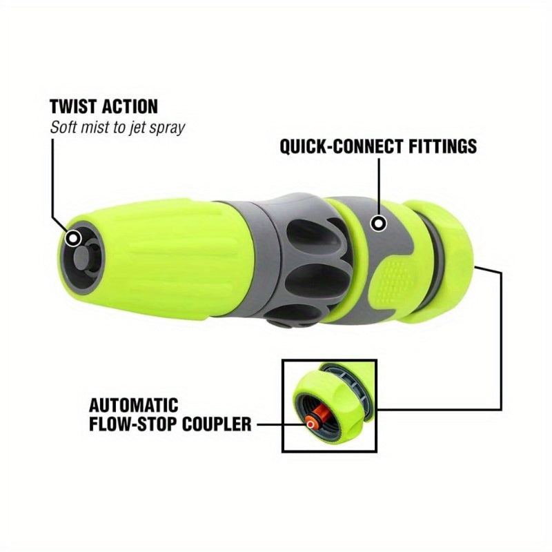 1 Pack Heavy Duty 58-Inch 25-Foot Garden Hose Kit with 6-Pattern Adjustable Nozzle - Lightweight, Drinking Safe, Leak-Proof US/EU Connectors, Durable Vinyl Construction for Lawn Care, Car Washing & Outdoor Cleaning - All-in-One 3pcs Nozzle Set (Flexible,