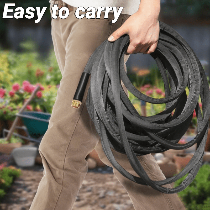 PMMJ 100foot Heavy Duty Garden Hose, Non-Extended, with High Pressure Sprinkler Fittings, Leak Proof Design, Durable Rubber Material, US Standard Thread- Ideal for Gardening, Cleaning, Forestry 100foot Kit