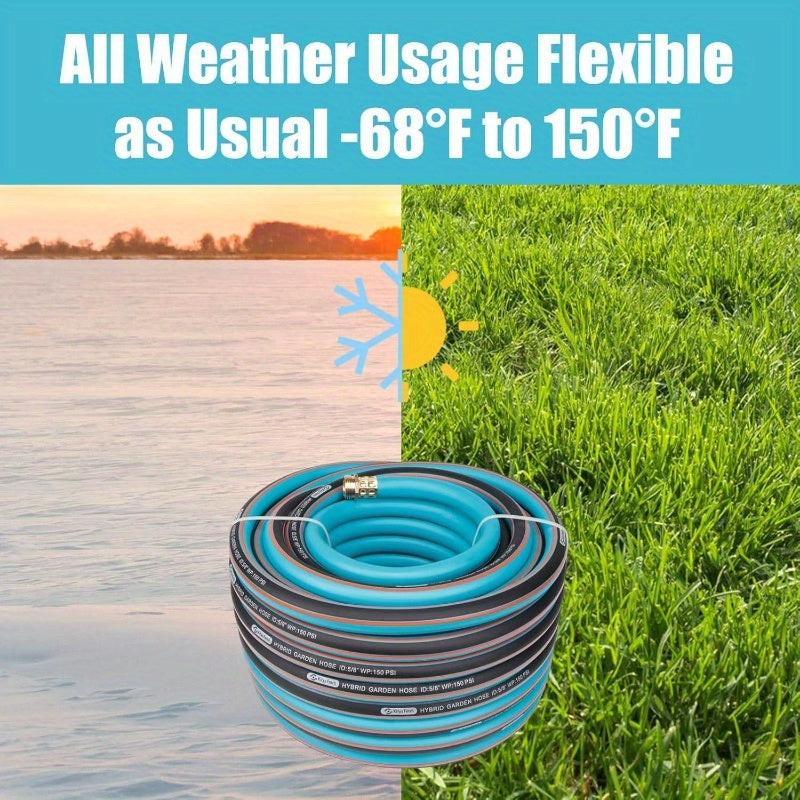25ft Heavy Duty Flexible Garden Hose with Leak-Proof Solid Brass Fittings & Kink-Resistant Design - All-Weather Outdoor, Expandable, Retractable, Durable & Rubber Construction with Ergonomic Grip - Ideal for Yard, Car Wash, Lawn Care, Pet Washing - US/EU