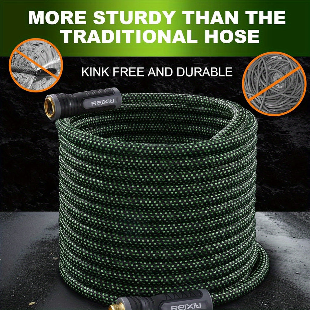 Garden Hose, Flexible Water Hose, Ultra Lightweight Non- Expanding hose with 10 Function Sprayer, Leak proof, Pressure Resistant for Yard, Outdoor ( Green, 25ft), Extendable Garden Hose, Water Garden Hose with Nozzle, Retractable Hose for Garden, Garden