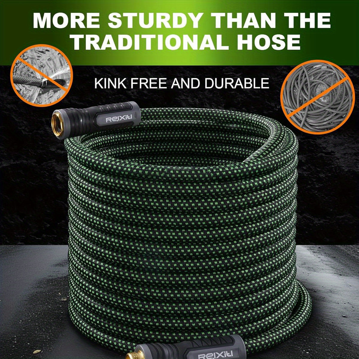 Garden Hose, Flexible Water Hose, Ultra Lightweight Non- Expanding hose with 10 Function Sprayer, Leak proof, Pressure Resistant for Yard, Outdoor ( Green, 25ft), Extendable Garden Hose, Water Garden Hose with Nozzle, Retractable Hose for Garden, Garden