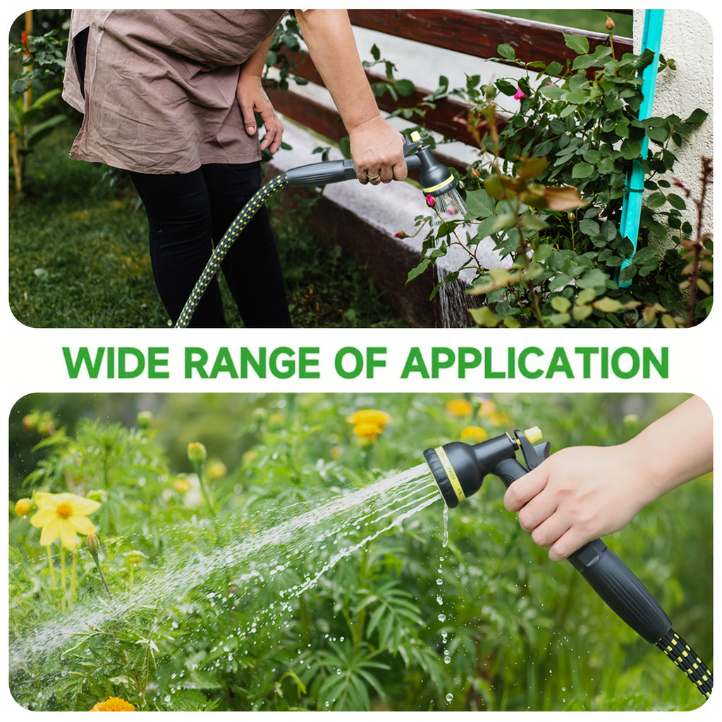 50ft Heavy-Duty High-Pressure Garden Hose with 8-in-1 Spray Gun & Aluminum Connectors - Lightweight TPE Composite & Rubber Construction, High Quality Inner Tube, All-Season Outdoor Watering System for Lawn, Car Wash, Yard - Durable Leak-Resistant Design,
