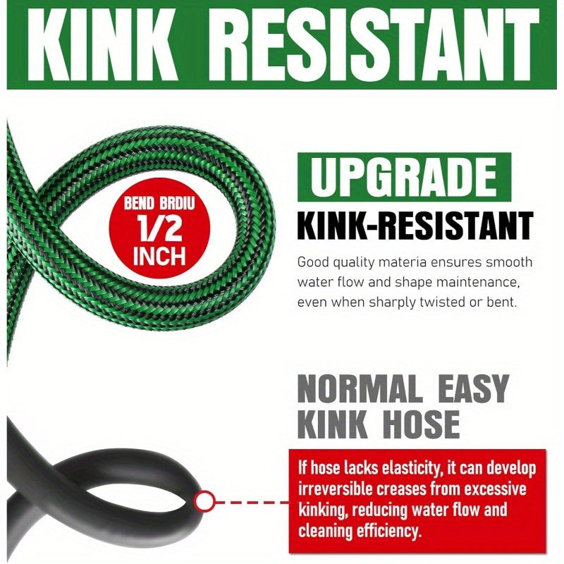 Heavy Duty Non-Expandable Garden Hose - 25ft Lightweight Flexible Hose with Kink-Resistant Design, Leakproof Male/Female Connectors, All-Season Outdoor Use for Lawn, Garden, Car Washing - Compatible with American/European Faucets, Lawn Care, Durable