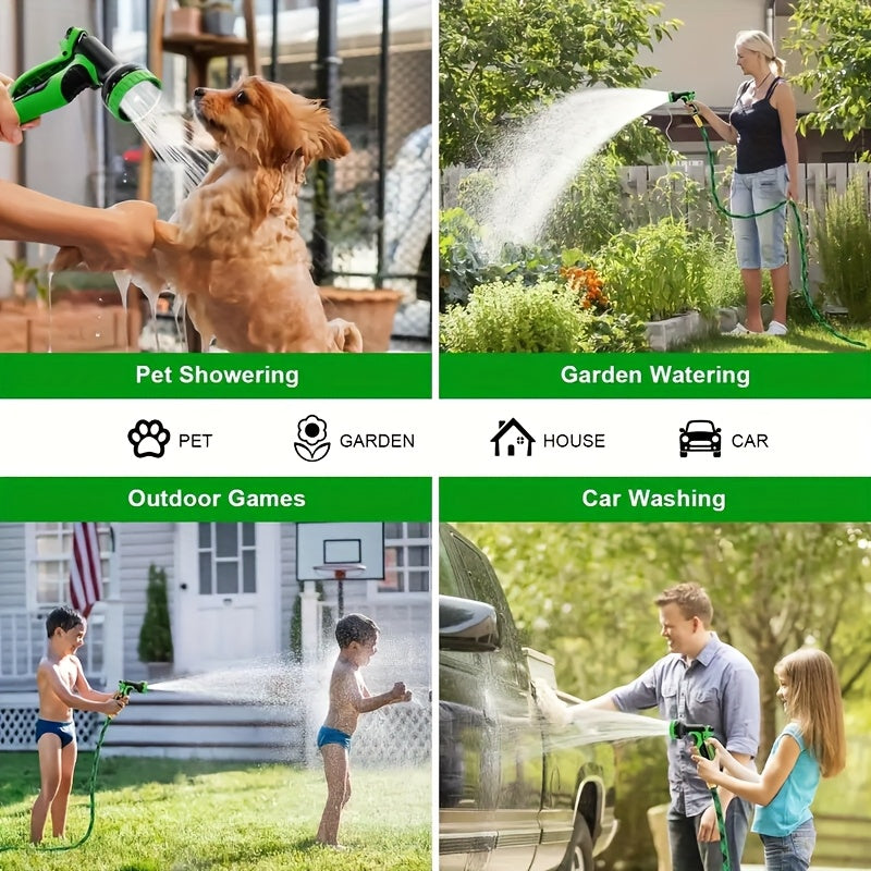 Heavy-Duty 100ft Garden Hose with 10-Spray Patterns & Thumb Control - Lead-Free Ultra-Lightweight Design, No-Kink Flexible Rubber Construction, Solid Copper & Anodized Aluminum Connectors - All-Purpose for Lawn, Car Wash, Farm, Pets - Compatible with