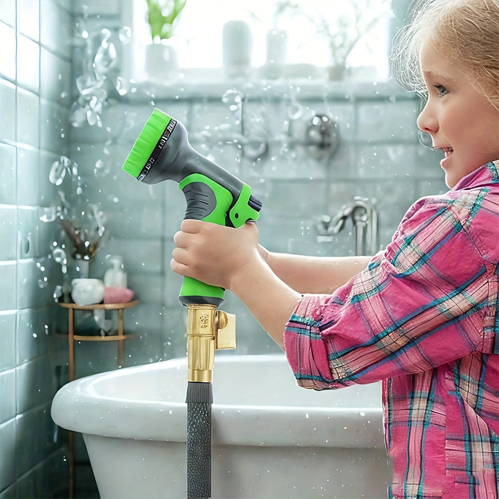 1pc 100ft Garden Hose - High-pressure Spray Gun for Lawns, Gardens, And Car Washes. Equipped with 10 Function Nozzles, Brass Connectors, Leak Proof Design, And Durable Materials. Very Suitable for Cleaning, Yard, And Garden, Industrial Cleaning