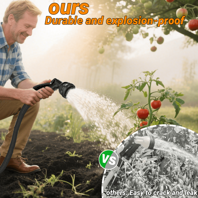 PMMJ 100foot Heavy Duty Garden Hose, Non-Extended, with High Pressure Sprinkler Fittings, Leak Proof Design, Durable Rubber Material, US Standard Thread- Ideal for Gardening, Cleaning, Forestry 100foot Kit