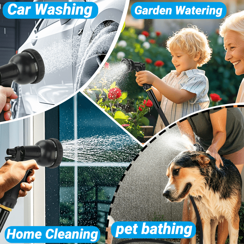 PMMJ 100foot Heavy Duty Garden Hose, Non-Extended, with High Pressure Sprinkler Fittings, Leak Proof Design, Durable Rubber Material, US Standard Thread- Ideal for Gardening, Cleaning, Forestry 100foot Kit