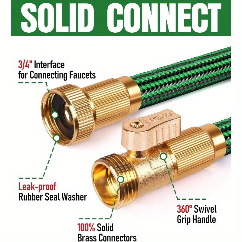 Heavy Duty Non-Expandable Garden Hose - 25ft Lightweight Flexible Hose with Kink-Resistant Design, Leakproof Male/Female Connectors, All-Season Outdoor Use for Lawn, Garden, Car Washing - Compatible with American/European Faucets, Lawn Care, Durable
