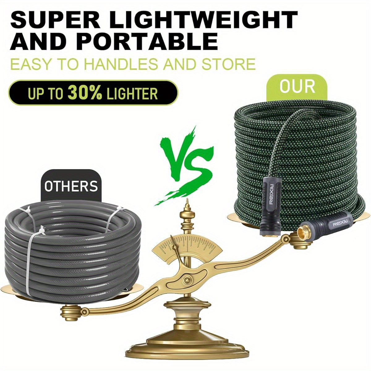 Garden Hose, Flexible Water Hose, Ultra Lightweight Non- Expanding hose with 10 Function Sprayer, Leak proof, Pressure Resistant for Yard, Outdoor ( Green, 25ft), Extendable Garden Hose, Water Garden Hose with Nozzle, Retractable Hose for Garden, Garden