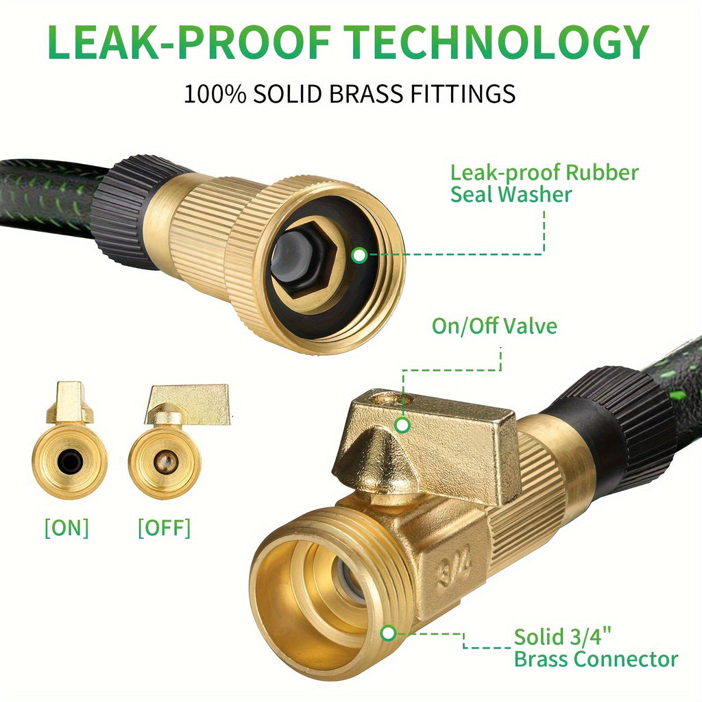 [Expandable Garden Hose] Expandable 100ft Heavy-Duty Garden Hose - Leak-Proof Copper Connectors, Lightweight Foldable Latex Core - Flexible Lawn & Yard Hose for Car Washing, Washing Machines, Gardening - Compatible with Hose Bibbs - Ideal for Home &