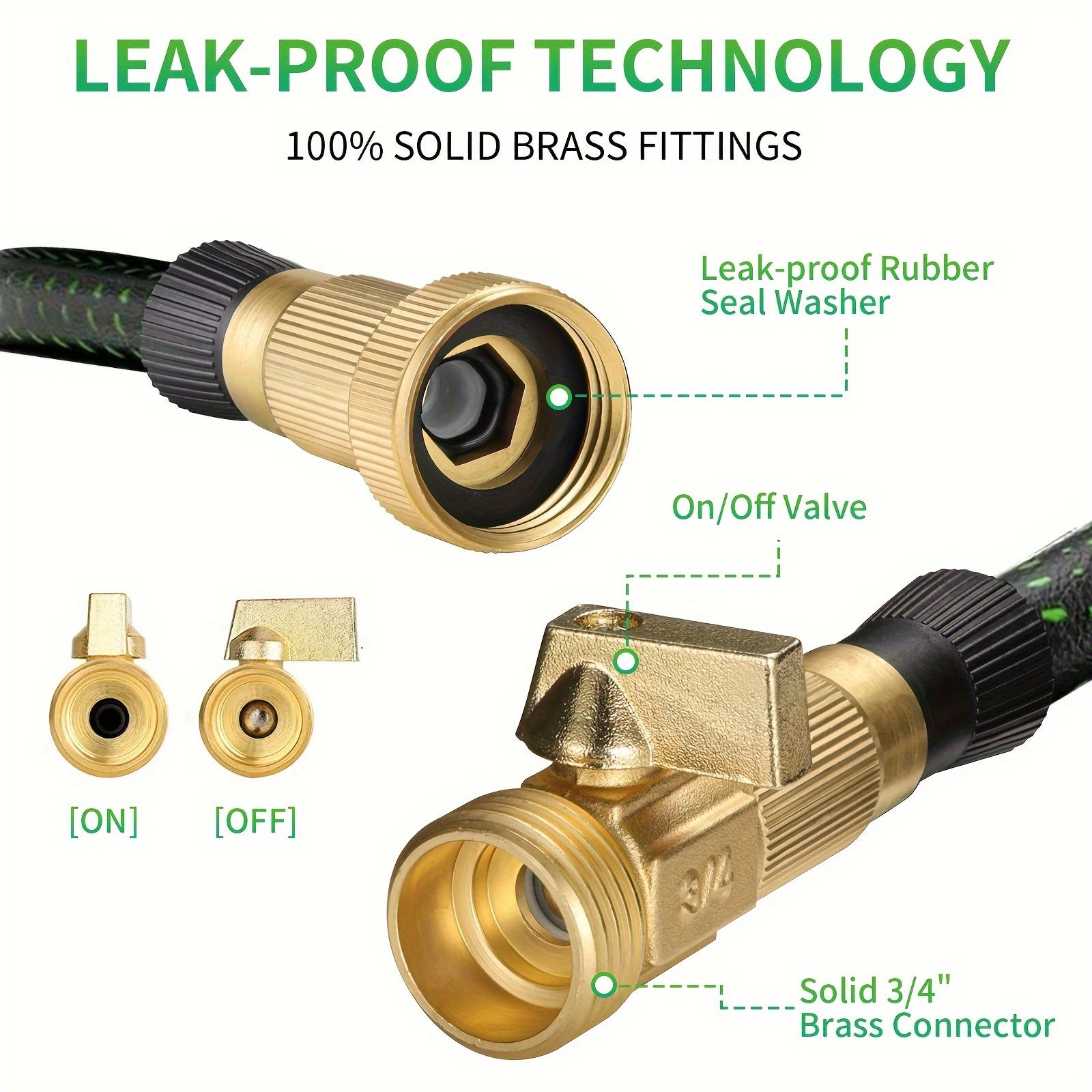 [Expandable Garden Hose] Expandable 100ft Heavy-Duty Garden Hose - Leak-Proof Copper Connectors, Lightweight Foldable Latex Core - Flexible Lawn & Yard Hose for Car Washing, Washing Machines, Gardening - Compatible with Hose Bibbs - Ideal for Home &