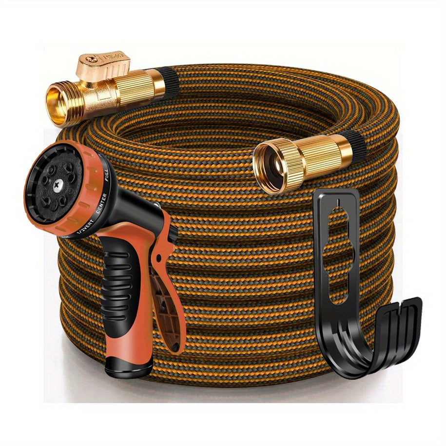 [Kink Free Garden Hose] Kink Free 150ft Garden Hose | Flexible Water Hose with 10-Pattern Spray Nozzle, Lightweight, Leak Proof, 3/4" Swivel Connectors, Super Fabric, Portable Storage Strap