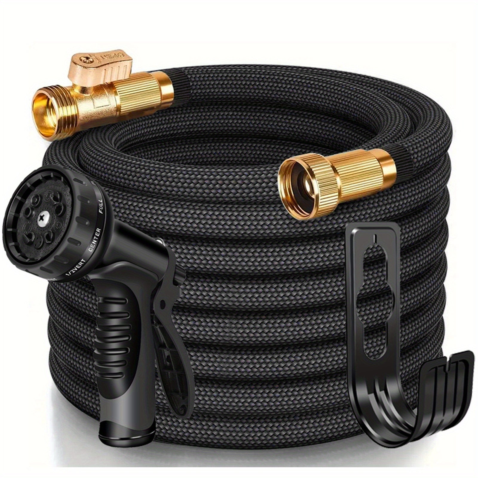 [Kink Free Garden Hose] Kink Free 150ft Garden Hose | Flexible Water Hose with 10-Pattern Spray Nozzle, Lightweight, Leak Proof, 3/4" Swivel Connectors, Super Fabric, Portable Storage Strap