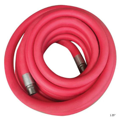 Industrial Choice 1.25" x 25' Red Rubber Hose Assembly - Air, Water, Light Chemical