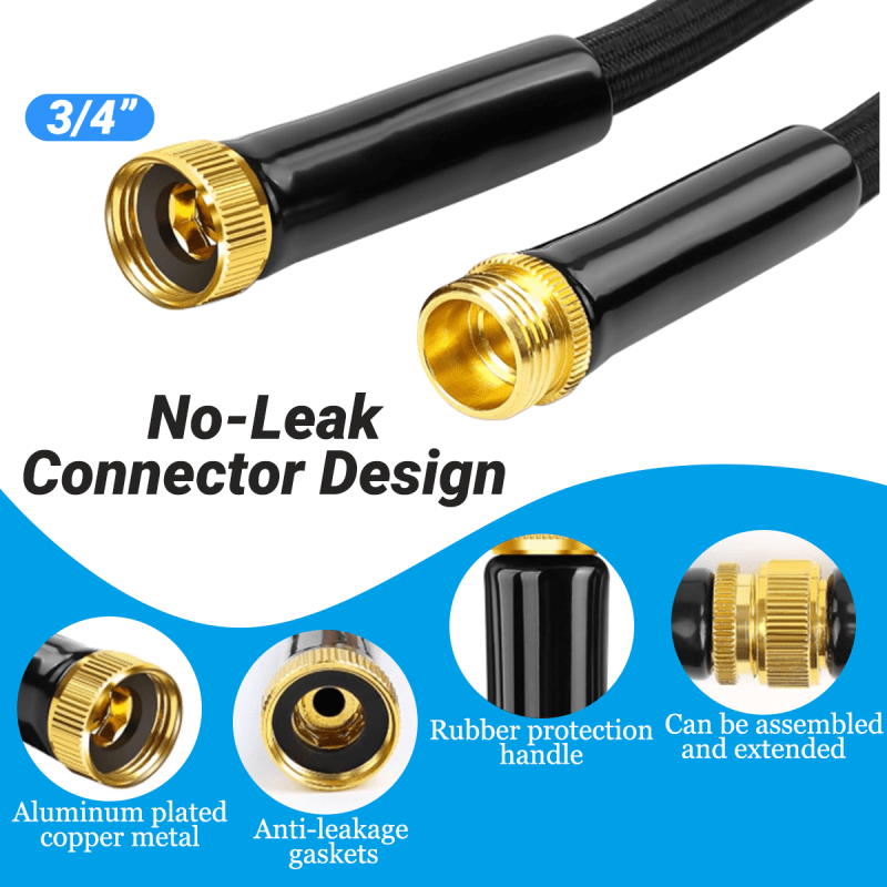 PMMJ 100foot Heavy Duty Garden Hose, Non-Extended, with High Pressure Sprinkler Fittings, Leak Proof Design, Durable Rubber Material, US Standard Thread- Ideal for Gardening, Cleaning, Forestry 100foot Kit