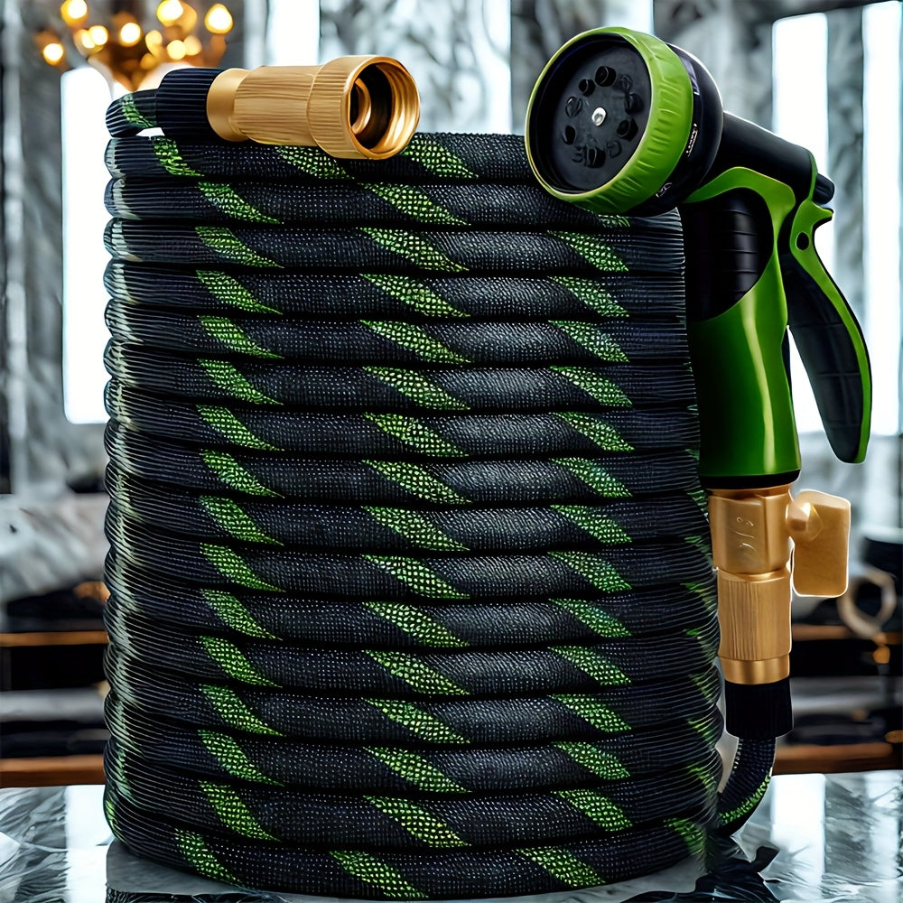 1pc 100ft Garden Hose - High-pressure Spray Gun for Lawns, Gardens, And Car Washes. Equipped with 10 Function Nozzles, Brass Connectors, Leak Proof Design, And Durable Materials. Very Suitable for Cleaning, Yard, And Garden, Industrial Cleaning