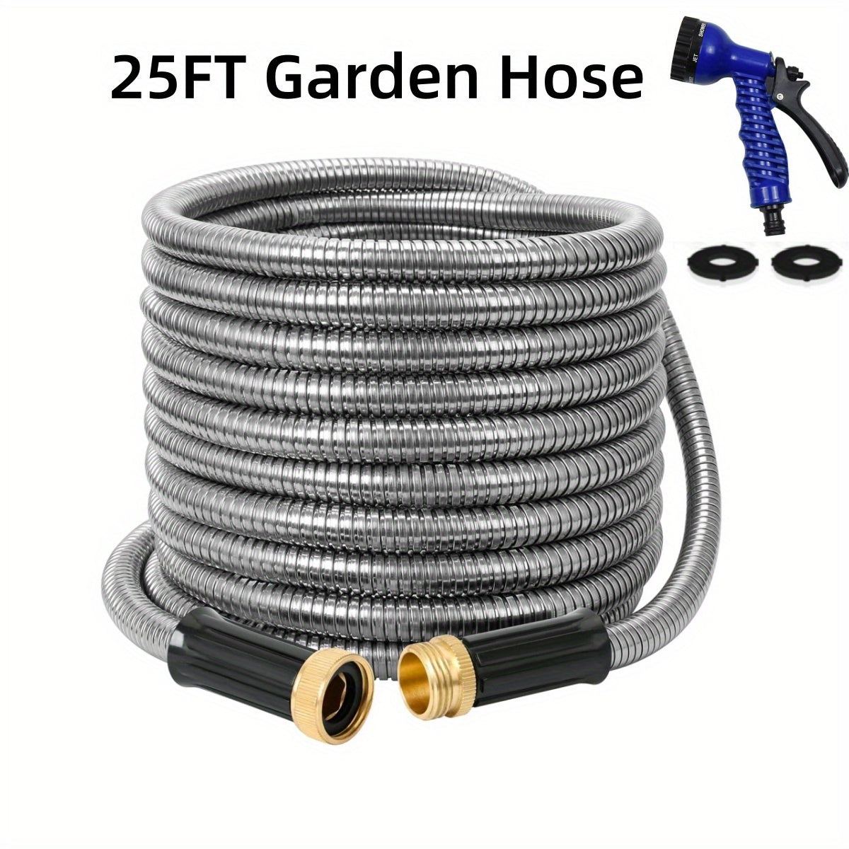 Heavy Duty 50ft/100ft Extra Long Garden Hose - Leakproof, No-Kink, Rust Proof Outdoor Hose with Nozzle, Lightweight & Flexible for Lawn, Yard, Washing - All-Season Use, US Standard 3/4" Connectors, Yard Maintenance, Durable Construction, Reinforced
