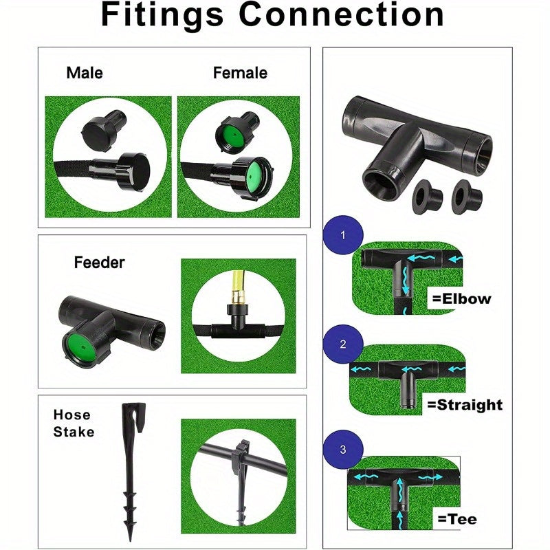 Heavy Duty 3" x 100ft Soaker Hose Kit with Reinforced Fittings - Durable Rubber Irrigation Hose for Garden, Flower Beds, Lawn & Plants - Includes Accessories for Easy Installation, Garden Hose, Lawn Care Equipment, Userfriendly Design, Highquality