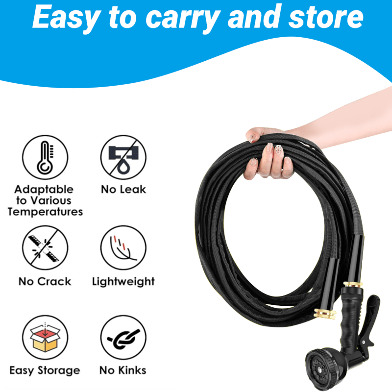 PMMJ 100foot Heavy Duty Garden Hose, Non-Extended, with High Pressure Sprinkler Fittings, Leak Proof Design, Durable Rubber Material, US Standard Thread- Ideal for Gardening, Cleaning, Forestry 100foot Kit
