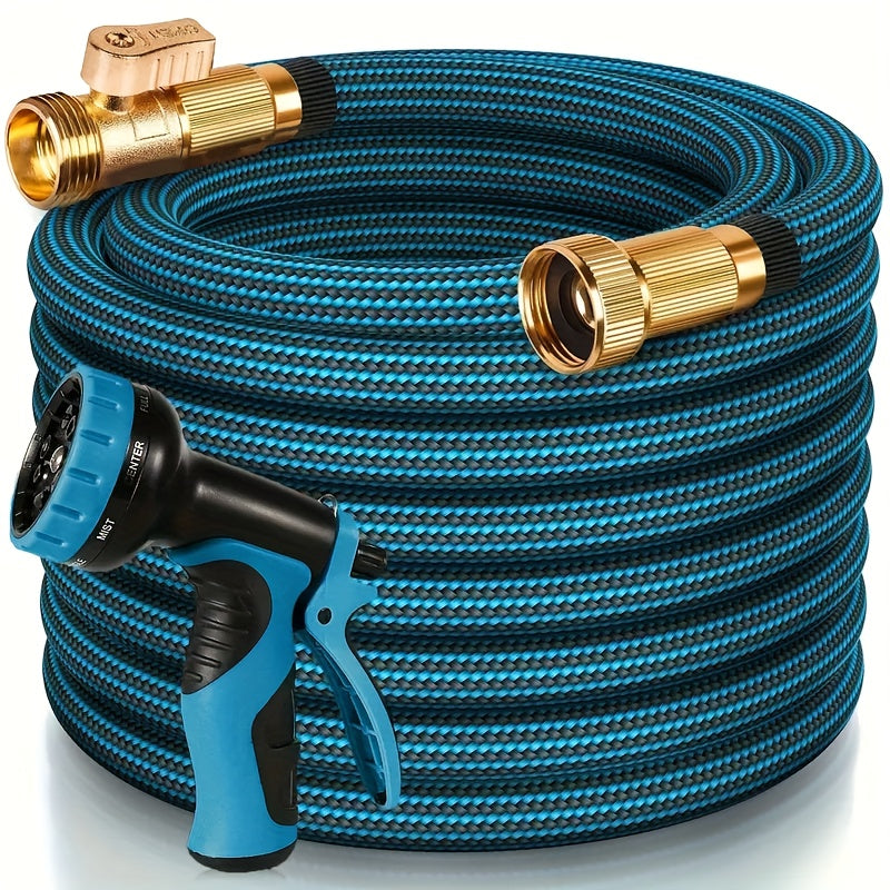 50 Foot Garden Hose with 10 Functional Nozzles, Equipped with Hooks And Storage Bags, Flexible And Durable, Lightweight And Non Knotting, Puncture Resistant Hose, Suitable for 50 Foot Rubber Water Hose In Yards, Lawns, Outdoors, And Camping Vehicles