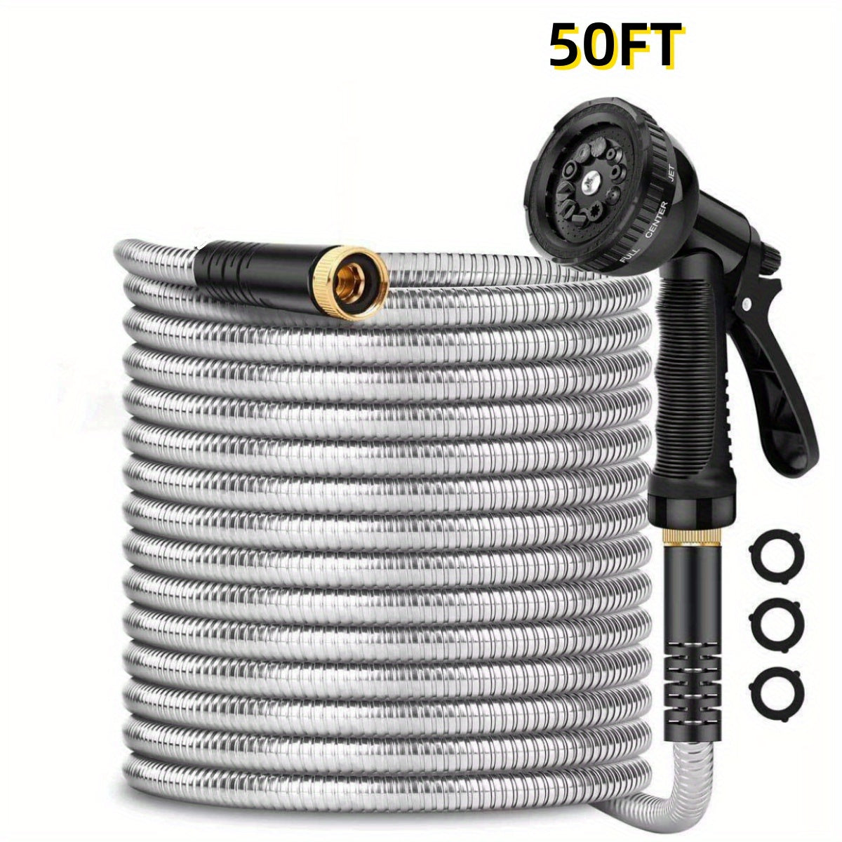 Heavy Duty 50ft/100ft Extra Long Garden Hose - Leakproof, No-Kink, Rust Proof Outdoor Hose with Nozzle, Lightweight & Flexible for Lawn, Yard, Washing - All-Season Use, US Standard 3/4" Connectors, Yard Maintenance, Durable Construction, Reinforced