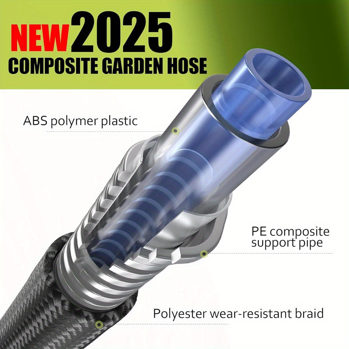 Garden Hose, Flexible Water Hose, Ultra Lightweight Non- Expanding hose with 10 Function Sprayer, Leak proof, Pressure Resistant for Yard, Outdoor ( Green, 25ft), Extendable Garden Hose, Water Garden Hose with Nozzle, Retractable Hose for Garden, Garden