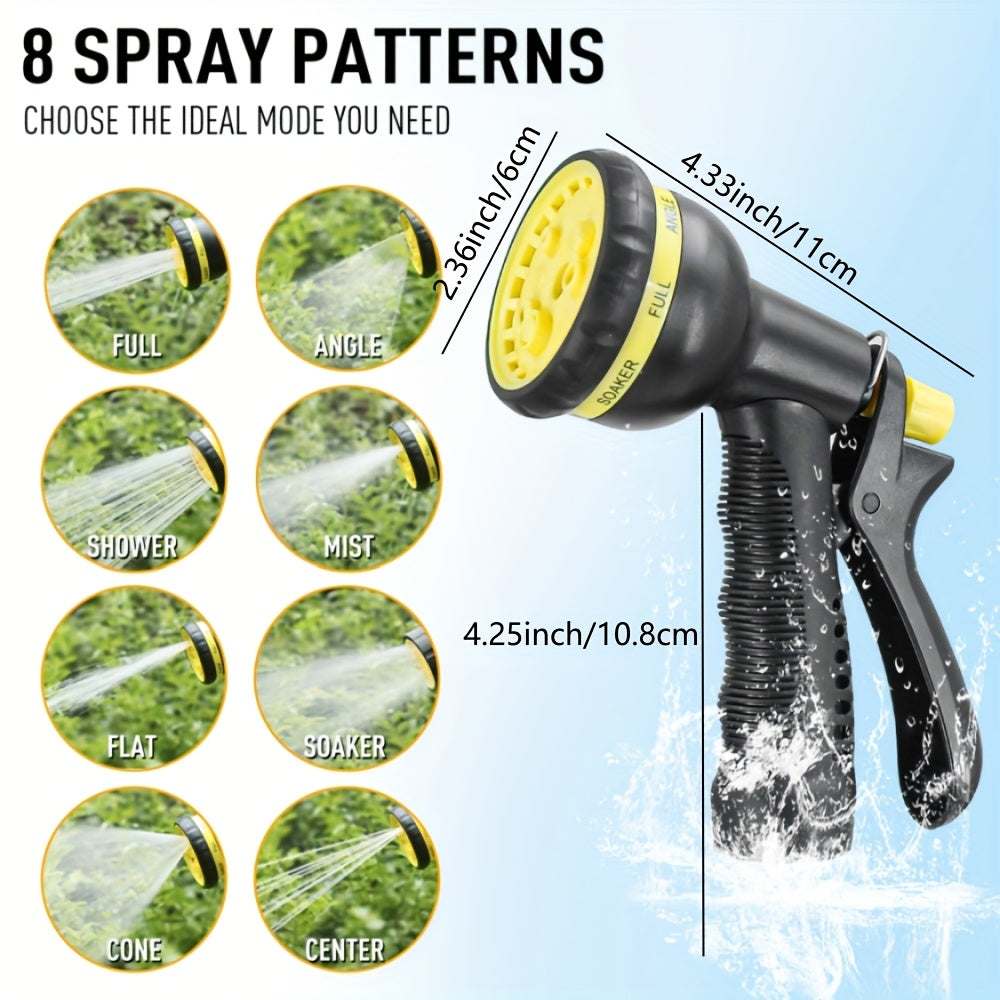 50ft Heavy-Duty High-Pressure Garden Hose with 8-in-1 Spray Gun & Aluminum Connectors - Lightweight TPE Composite & Rubber Construction, High Quality Inner Tube, All-Season Outdoor Watering System for Lawn, Car Wash, Yard - Durable Leak-Resistant Design,