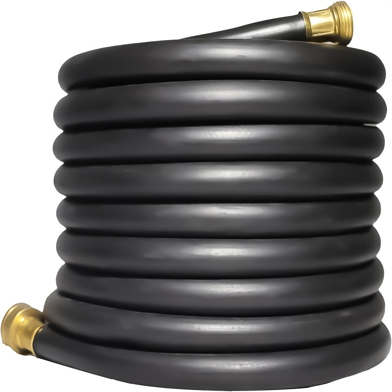 AAIN 100FT 5/8 Heavy Duty Flexible Durable Rubber Garden Hose With Brass Fittings Kink Free Leakproof For Gardening Agriculture Car Washing Black