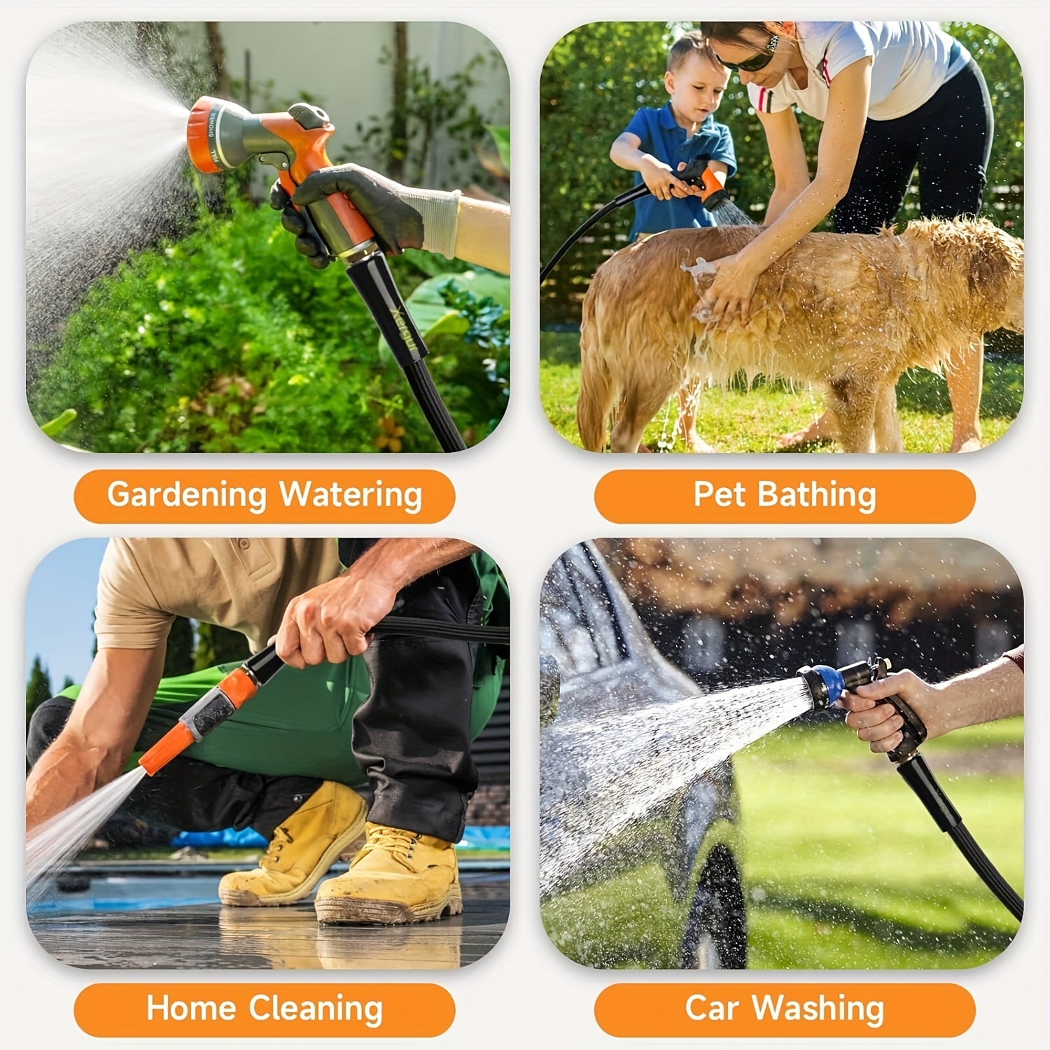 25ft Heavy-Duty Flexible Garden Hose with Solid Brass Fittings & Double Latex Core - Lightweight All-Season Outdoor Water Hose, 3/4" Diameter, UV-Resistant, Kink-Free, Portable Coilable Design for Patio, Car Washing, Pet Bathing, Lawn Care - US Standard